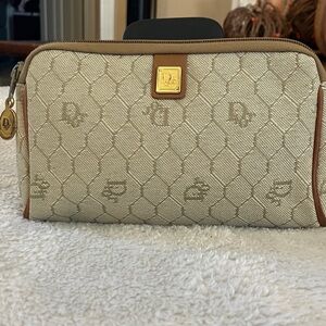 Christian Dior vintage honeycomb pouch with gold zipper charm